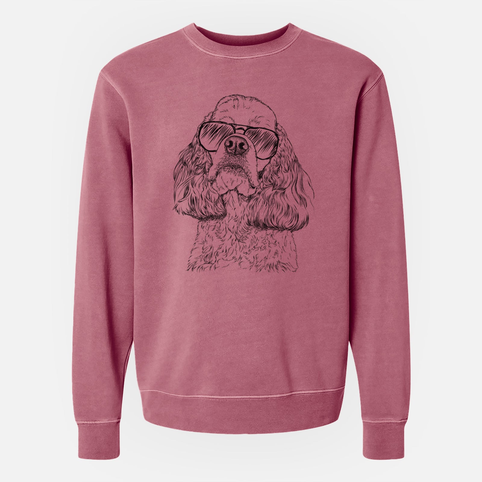 Aviator Bailey the American Cocker Spaniel - Unisex Pigment Dyed Crew Sweatshirt