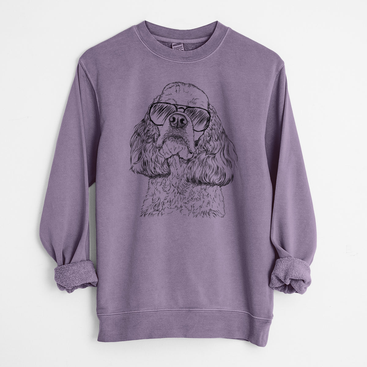 Aviator Bailey the American Cocker Spaniel - Unisex Pigment Dyed Crew Sweatshirt