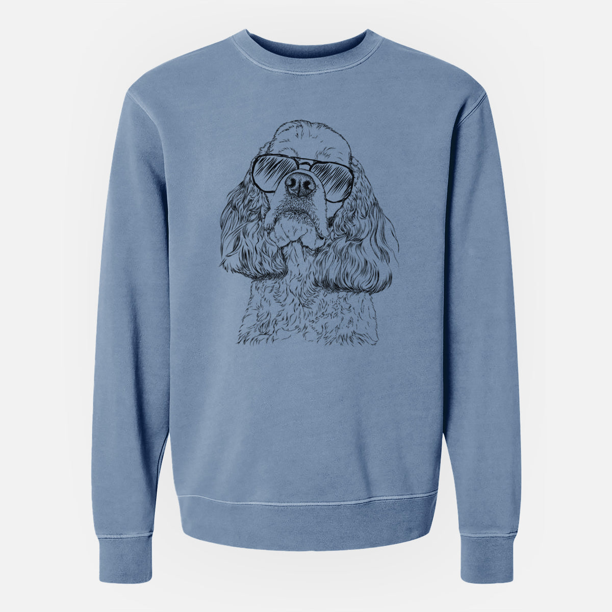 Aviator Bailey the American Cocker Spaniel - Unisex Pigment Dyed Crew Sweatshirt