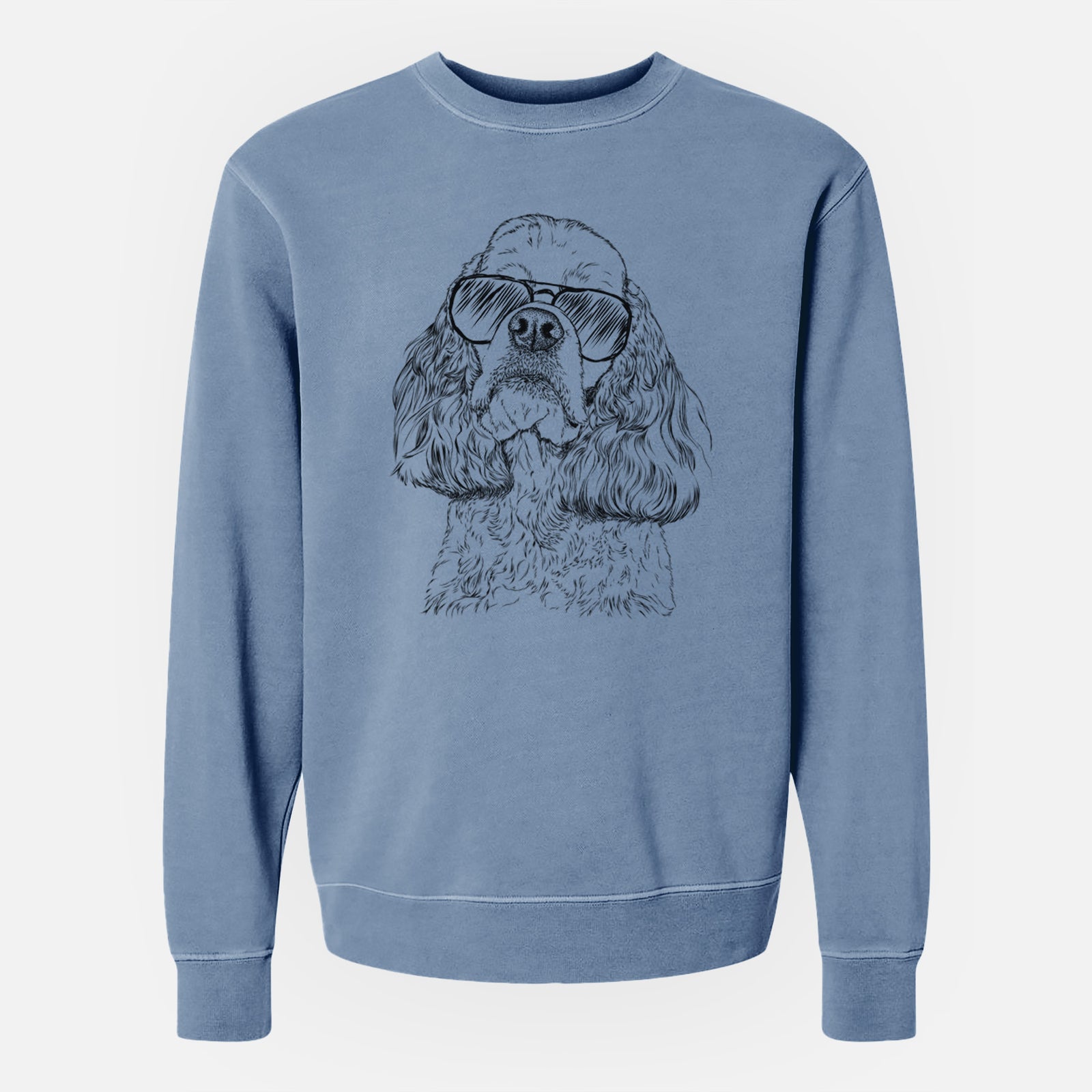 Aviator Bailey the American Cocker Spaniel - Unisex Pigment Dyed Crew Sweatshirt