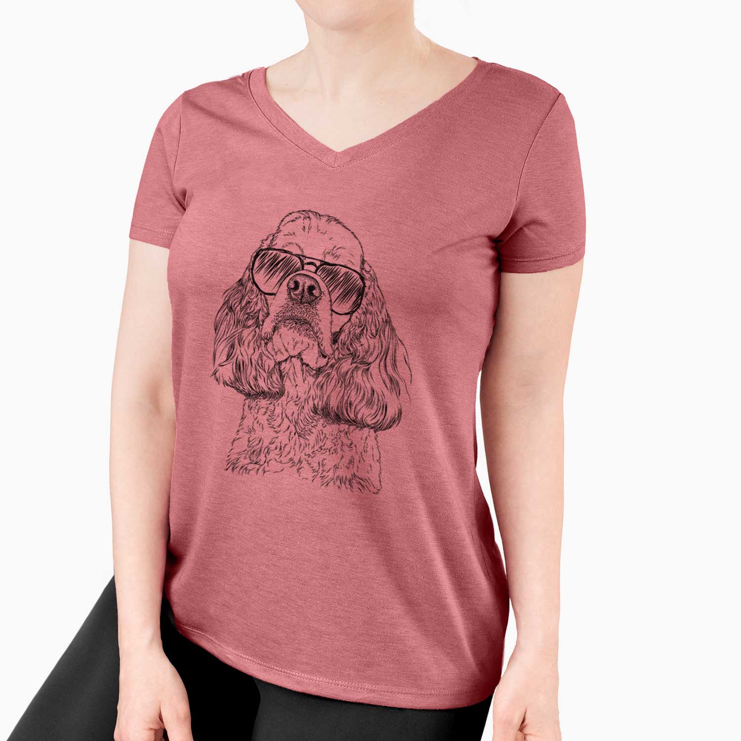 Aviator Bailey the American Cocker Spaniel - Women's V-neck Shirt