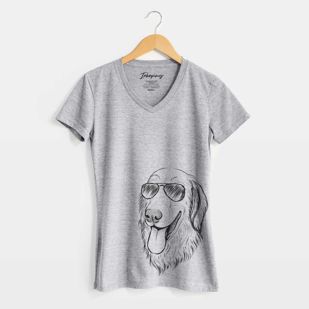 Aviator Bailey the Golden Retriever - Women&#39;s V-neck Shirt