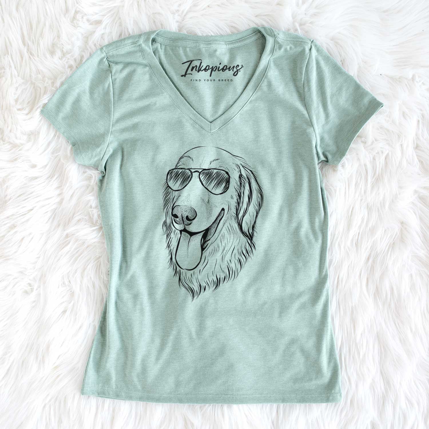 Aviator Bailey the Golden Retriever - Women's V-neck Shirt