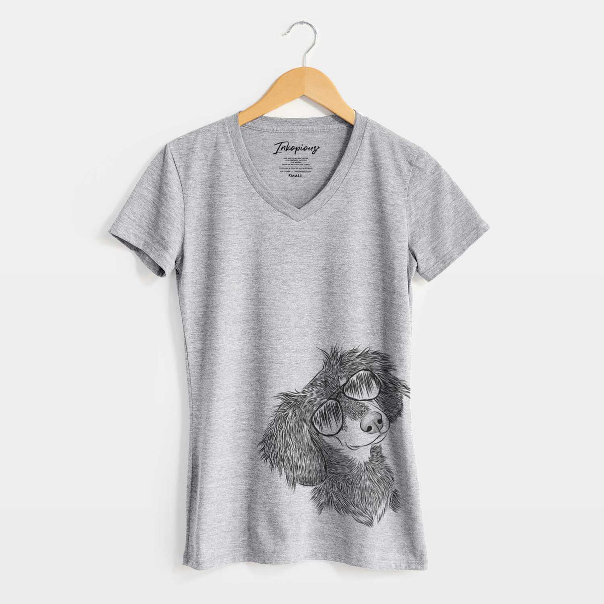 Aviator Bailey the Long Haired Dachshund - Women&#39;s V-neck Shirt