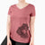 Aviator Bailey the Long Haired Dachshund - Women's V-neck Shirt