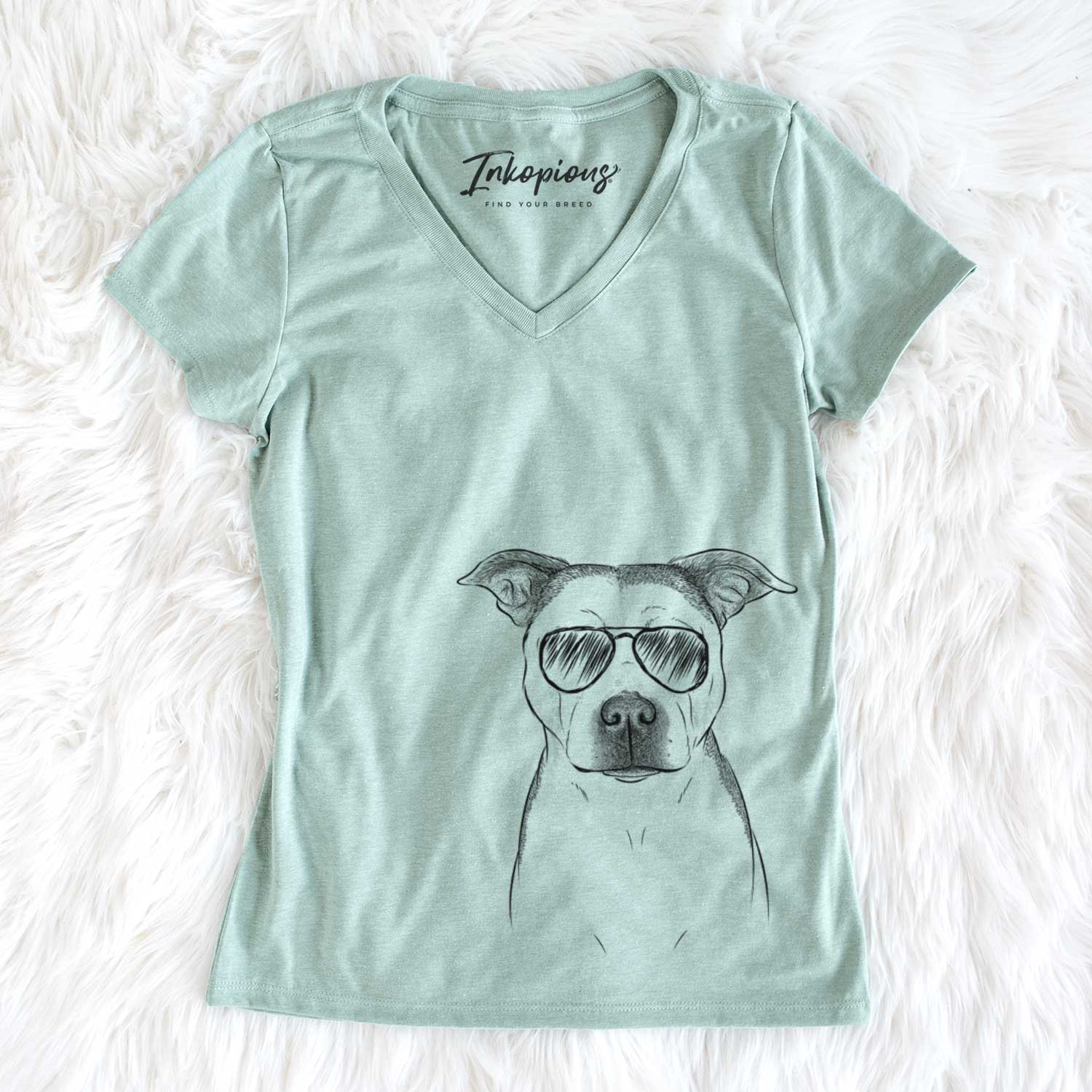 Aviator Bailey the Pitbull - Women's V-neck Shirt