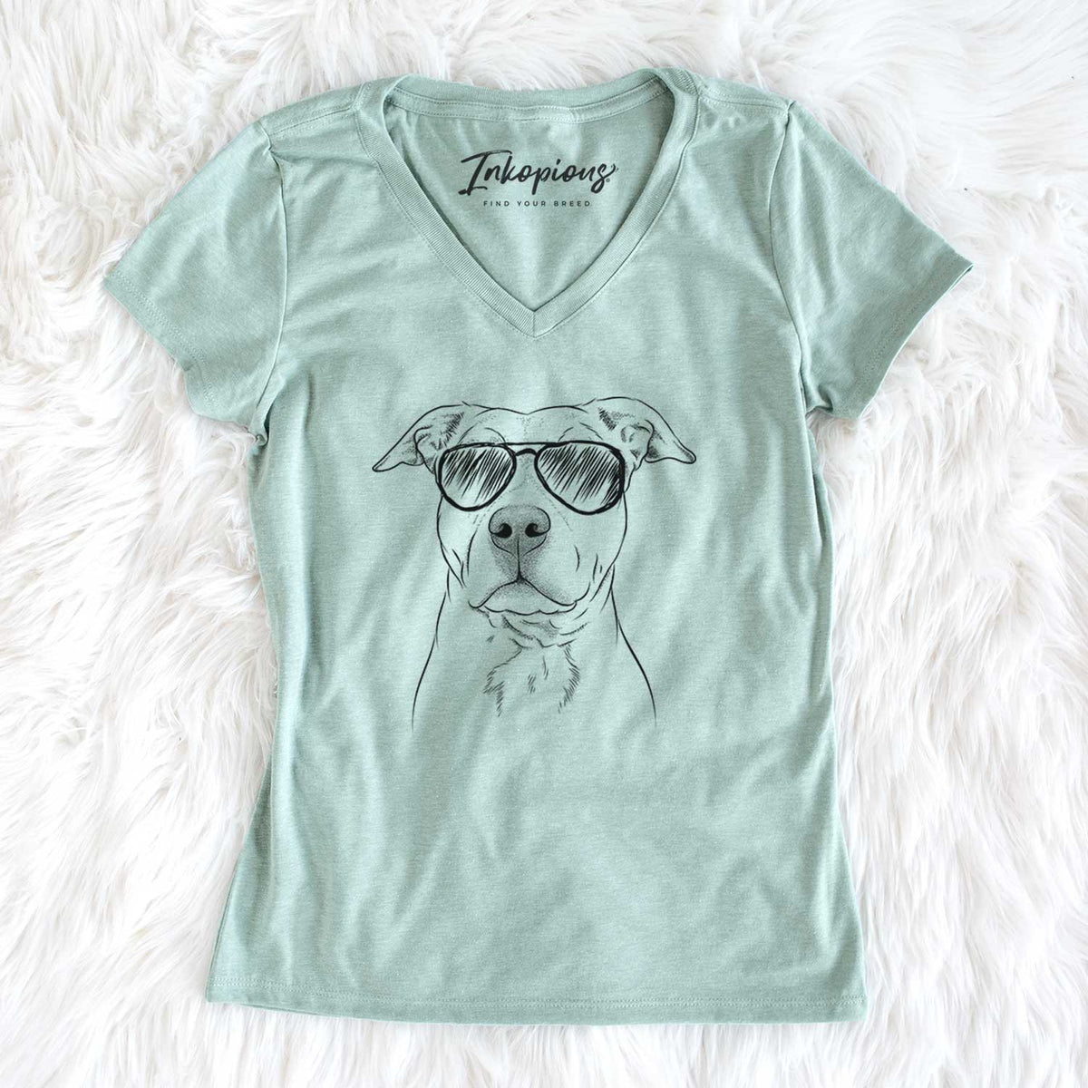 Aviator Bailey the American Staffordshire Terrier - Women's V-neck Shirt