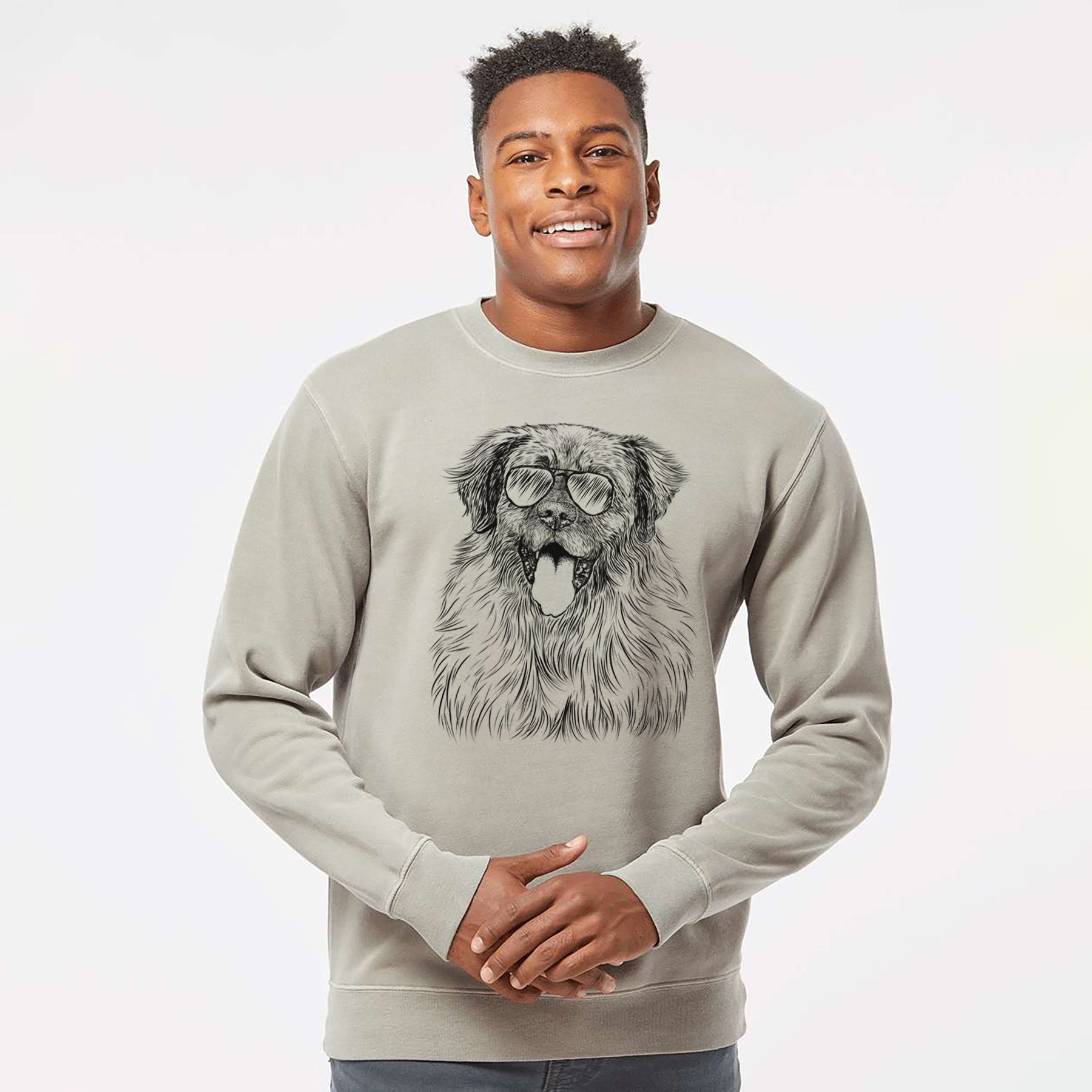 Aviator Bamboo the Leonberger - Unisex Pigment Dyed Crew Sweatshirt