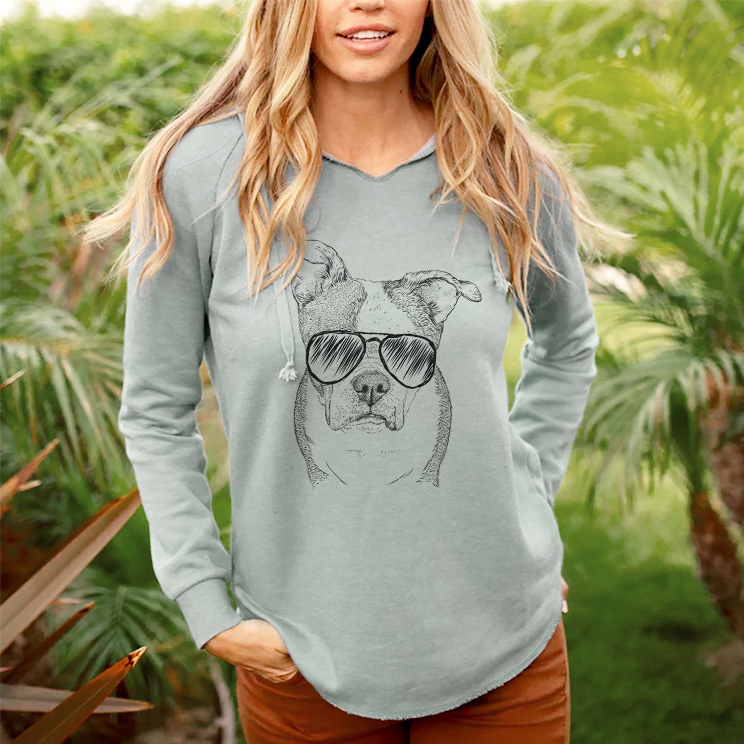 Aviator Bandit the Boston Terrier - Cali Wave Hooded Sweatshirt