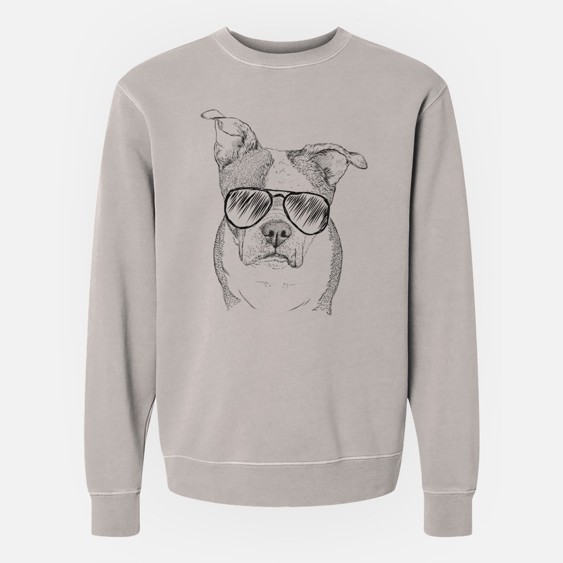 Aviator Bandit the Boston Terrier - Unisex Pigment Dyed Crew Sweatshirt