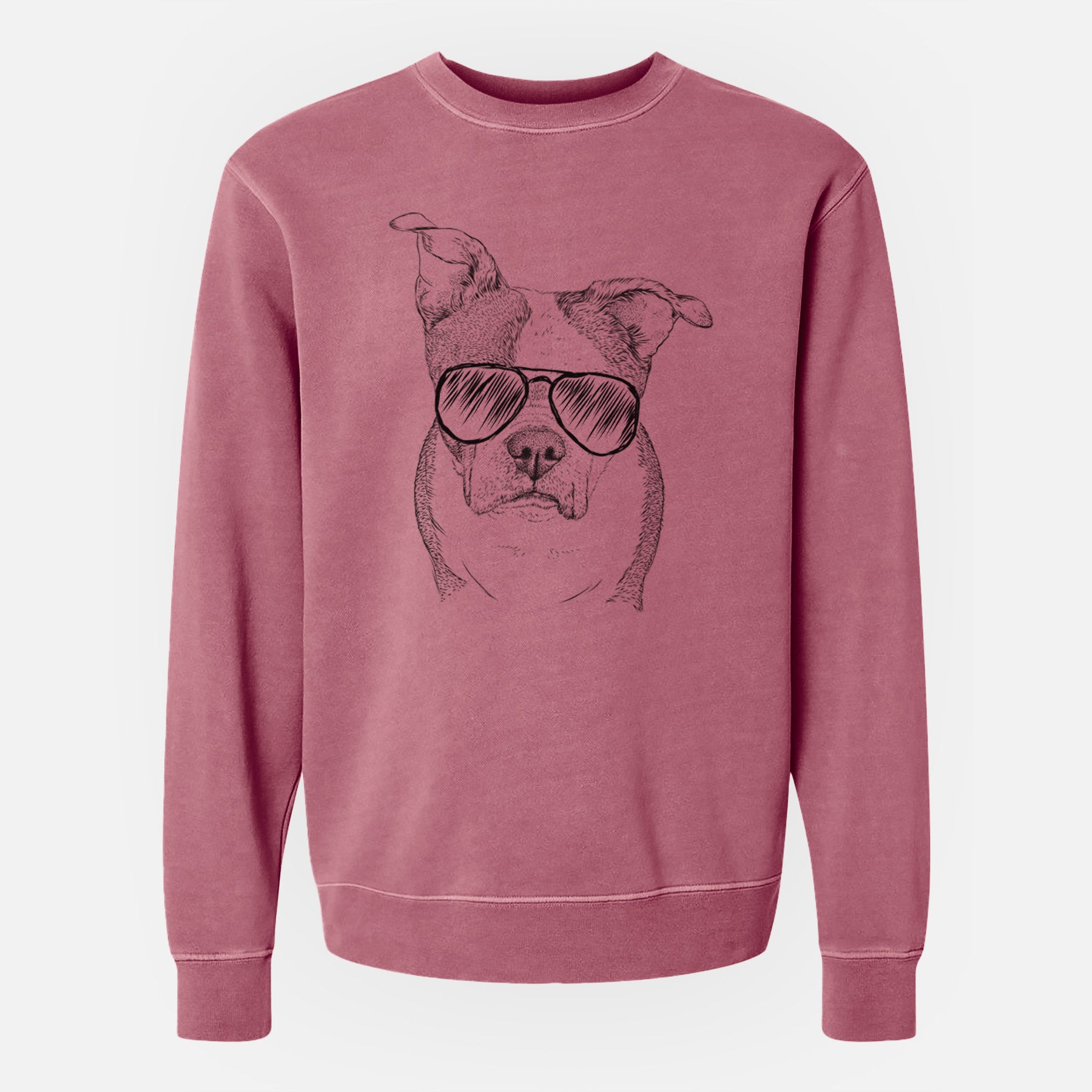 Aviator Bandit the Boston Terrier - Unisex Pigment Dyed Crew Sweatshirt