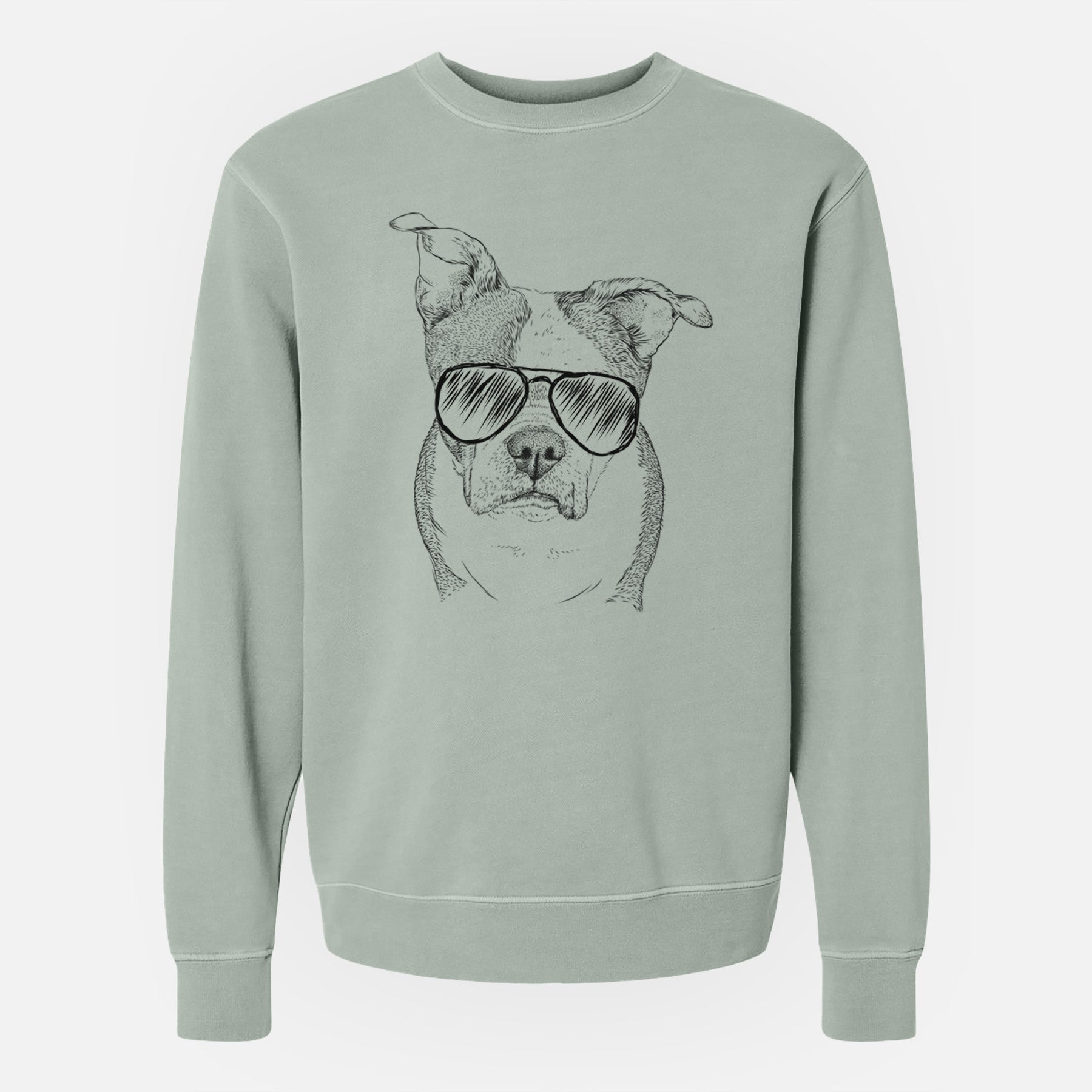 Aviator Bandit the Boston Terrier - Unisex Pigment Dyed Crew Sweatshirt