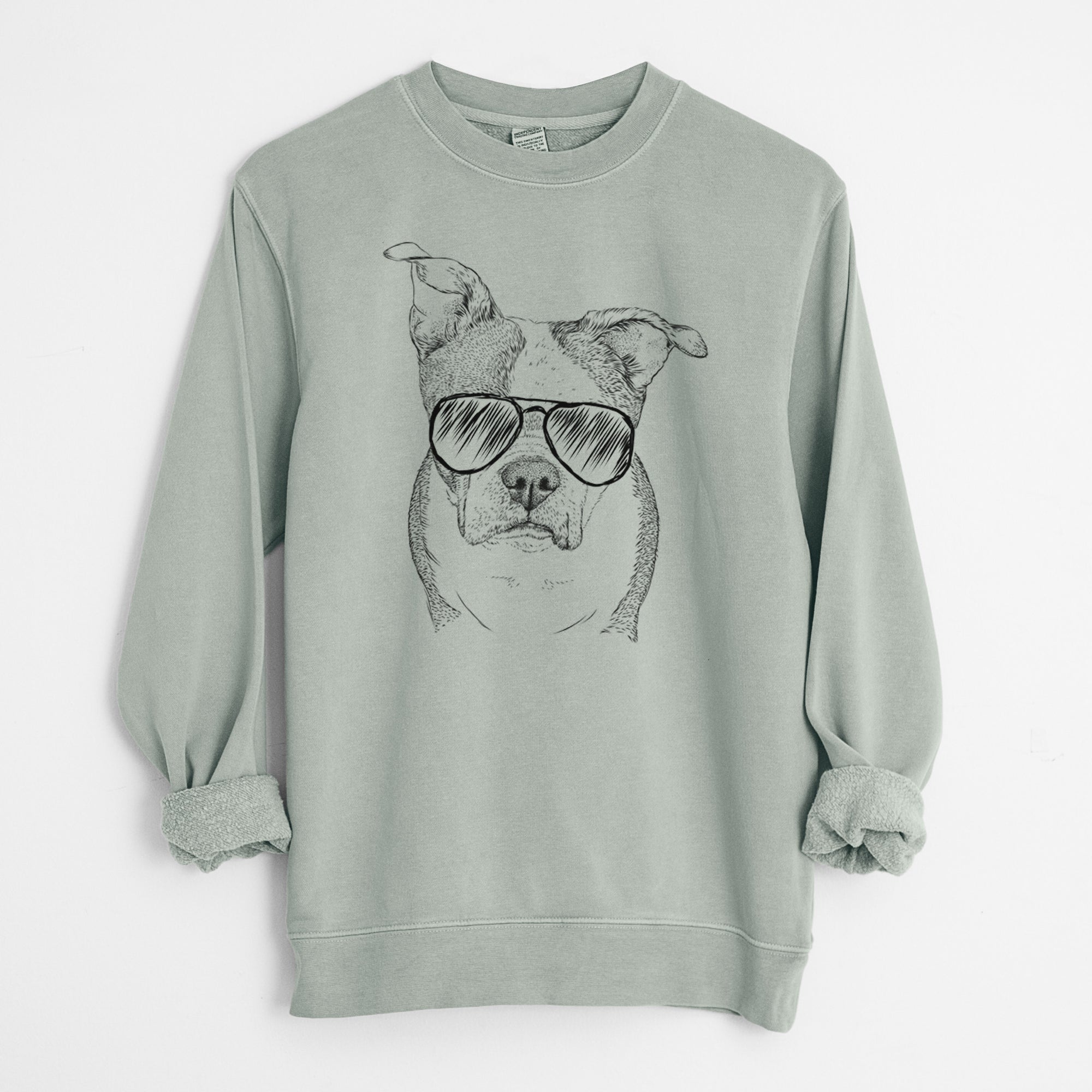 Aviator Bandit the Boston Terrier - Unisex Pigment Dyed Crew Sweatshirt