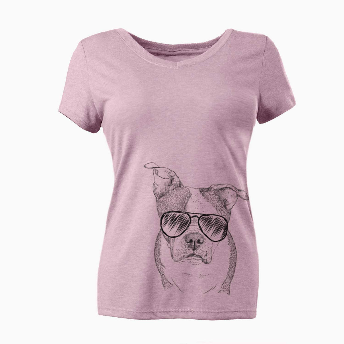 Aviator Bandit the Boston Terrier - Women's V-neck Shirt