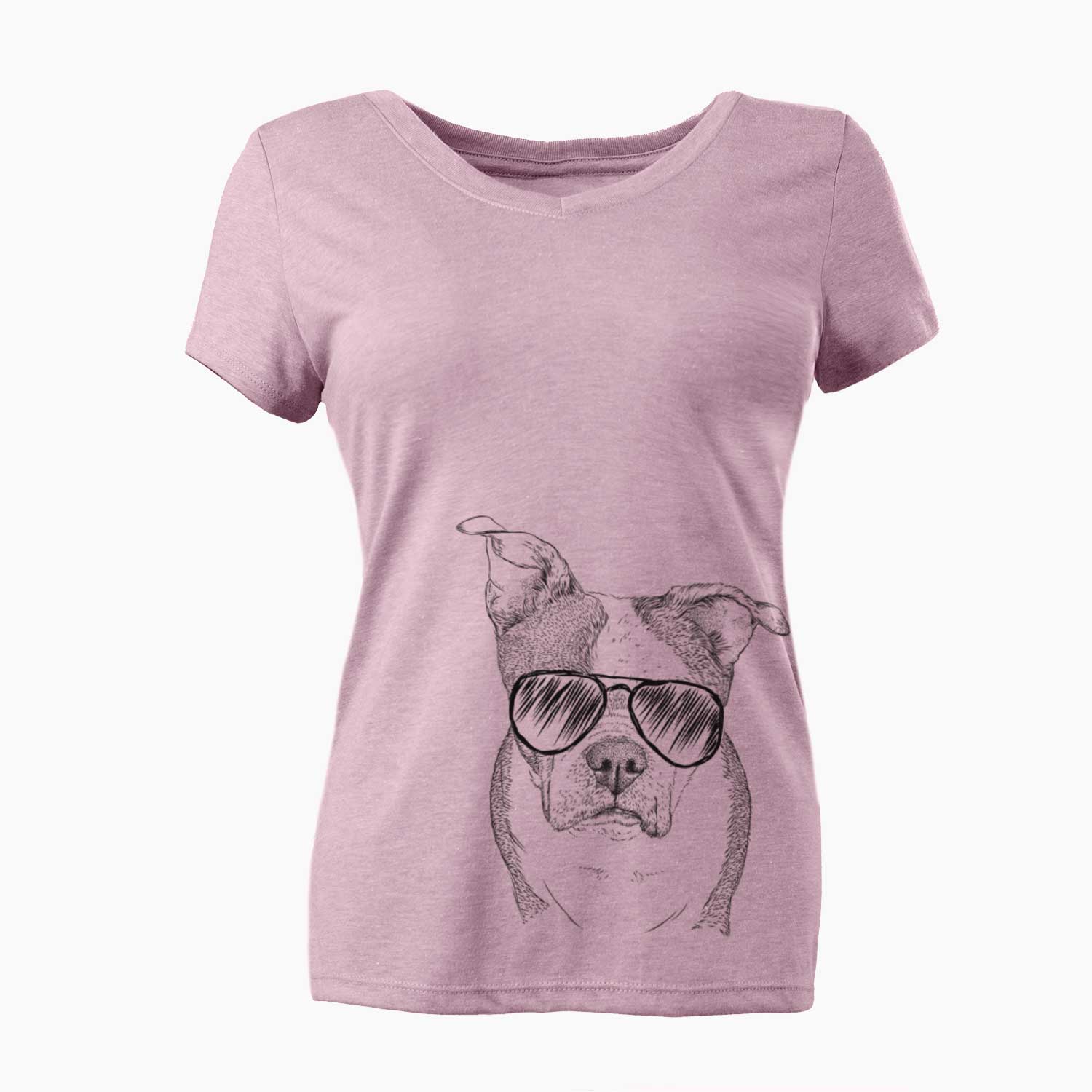 Aviator Bandit the Boston Terrier - Women's V-neck Shirt