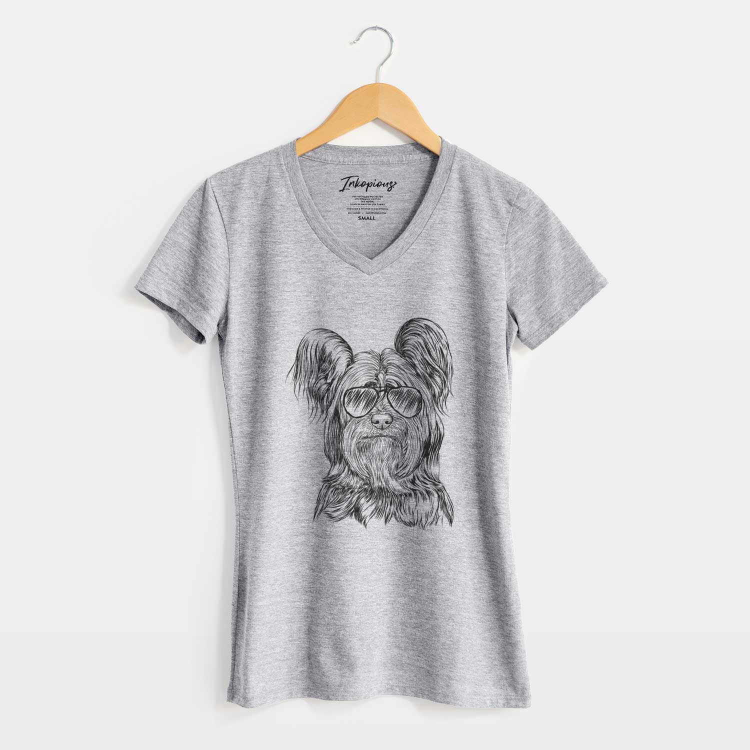 Aviator Bandit the Skye Terrier - Women's V-neck Shirt