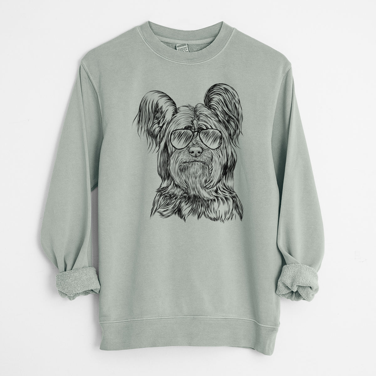 Aviator Bandit the Skye Terrier - Unisex Pigment Dyed Crew Sweatshirt