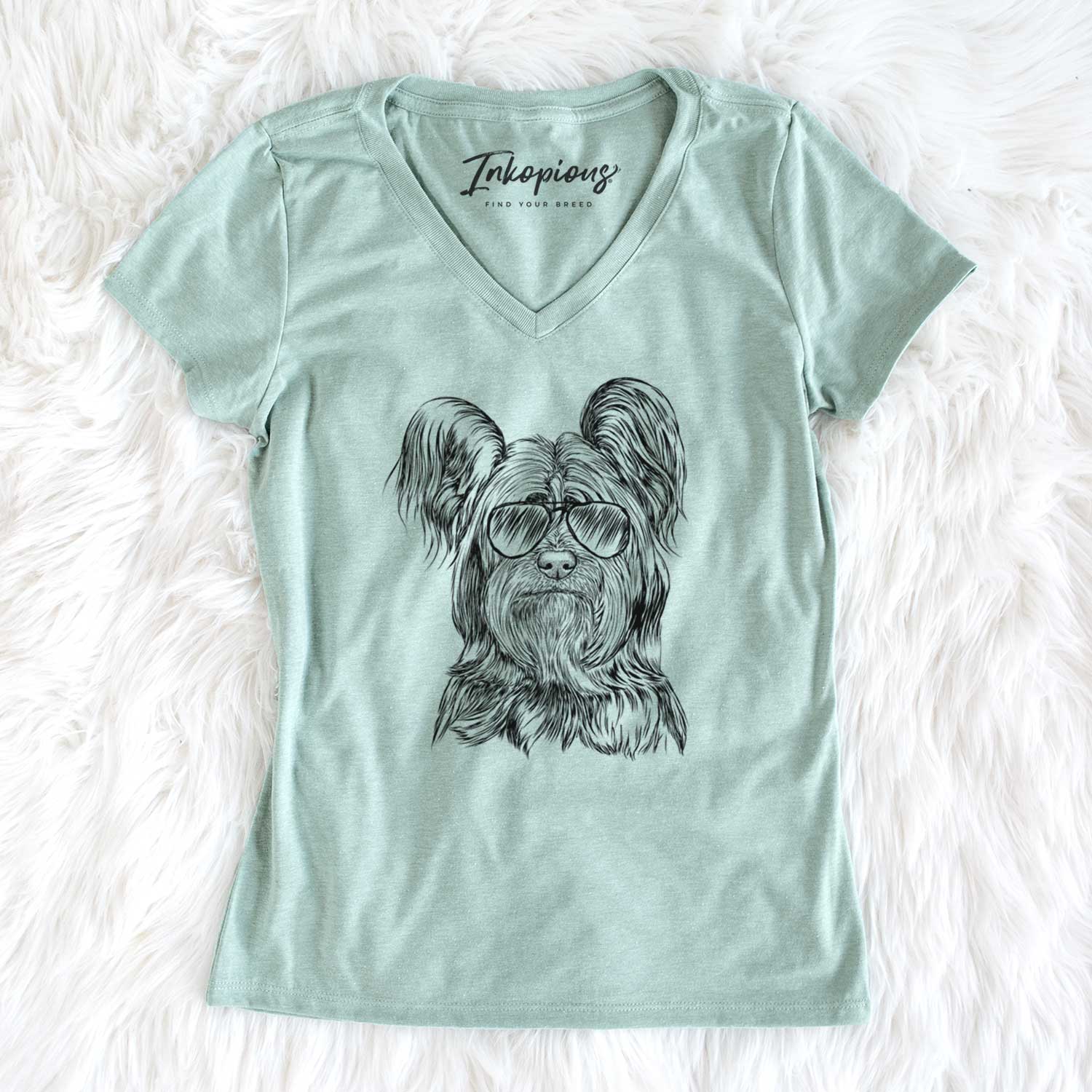 Aviator Bandit the Skye Terrier - Women's V-neck Shirt