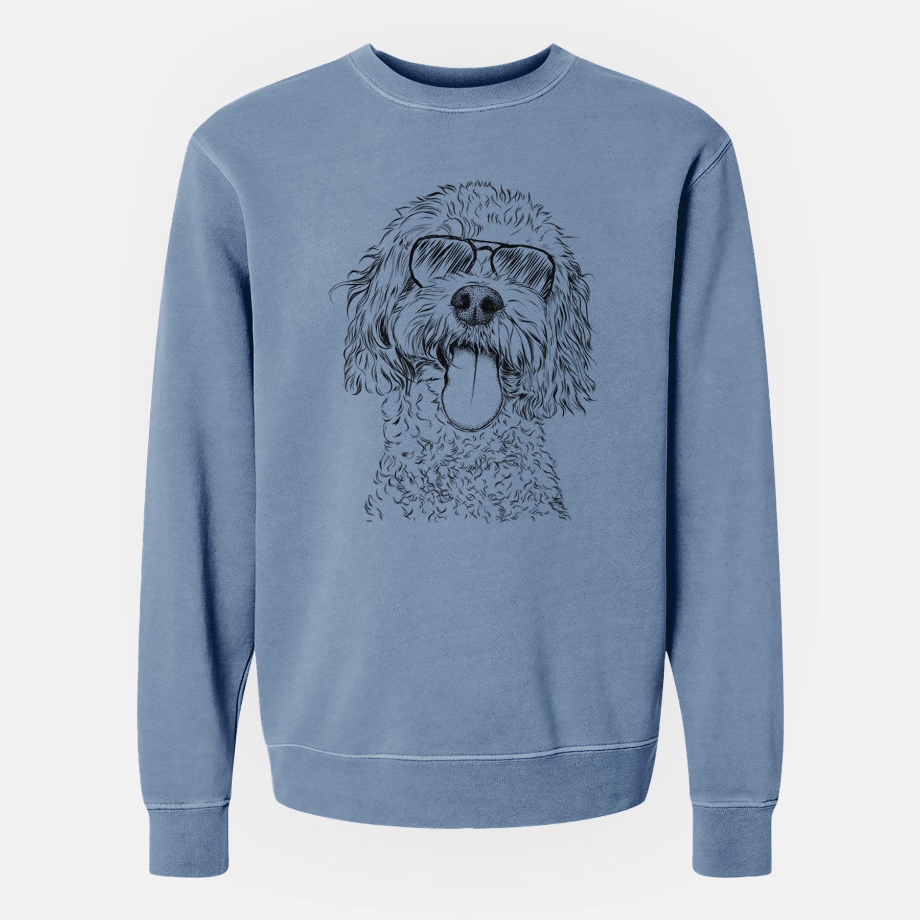 Aviator Barney the Cavachon - Unisex Pigment Dyed Crew Sweatshirt