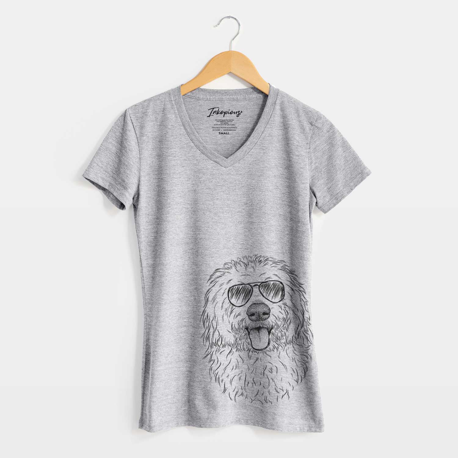 Aviator Barry the Old English Sheepdog - Women's V-neck Shirt