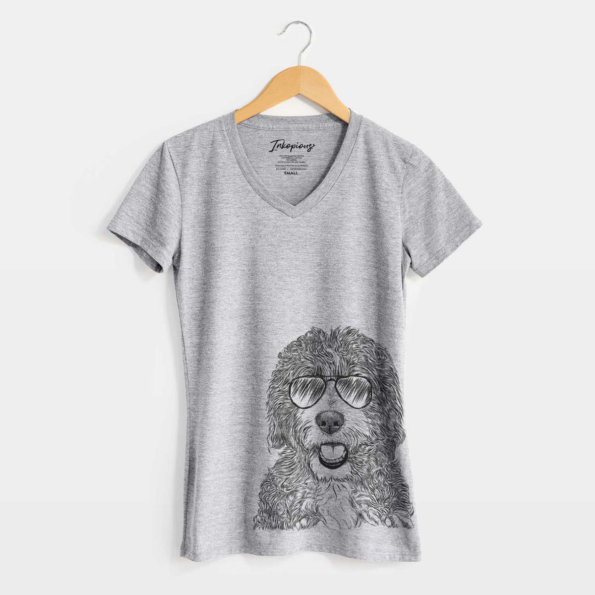 Aviator Bash the Bernedoodle - Women&#39;s V-neck Shirt