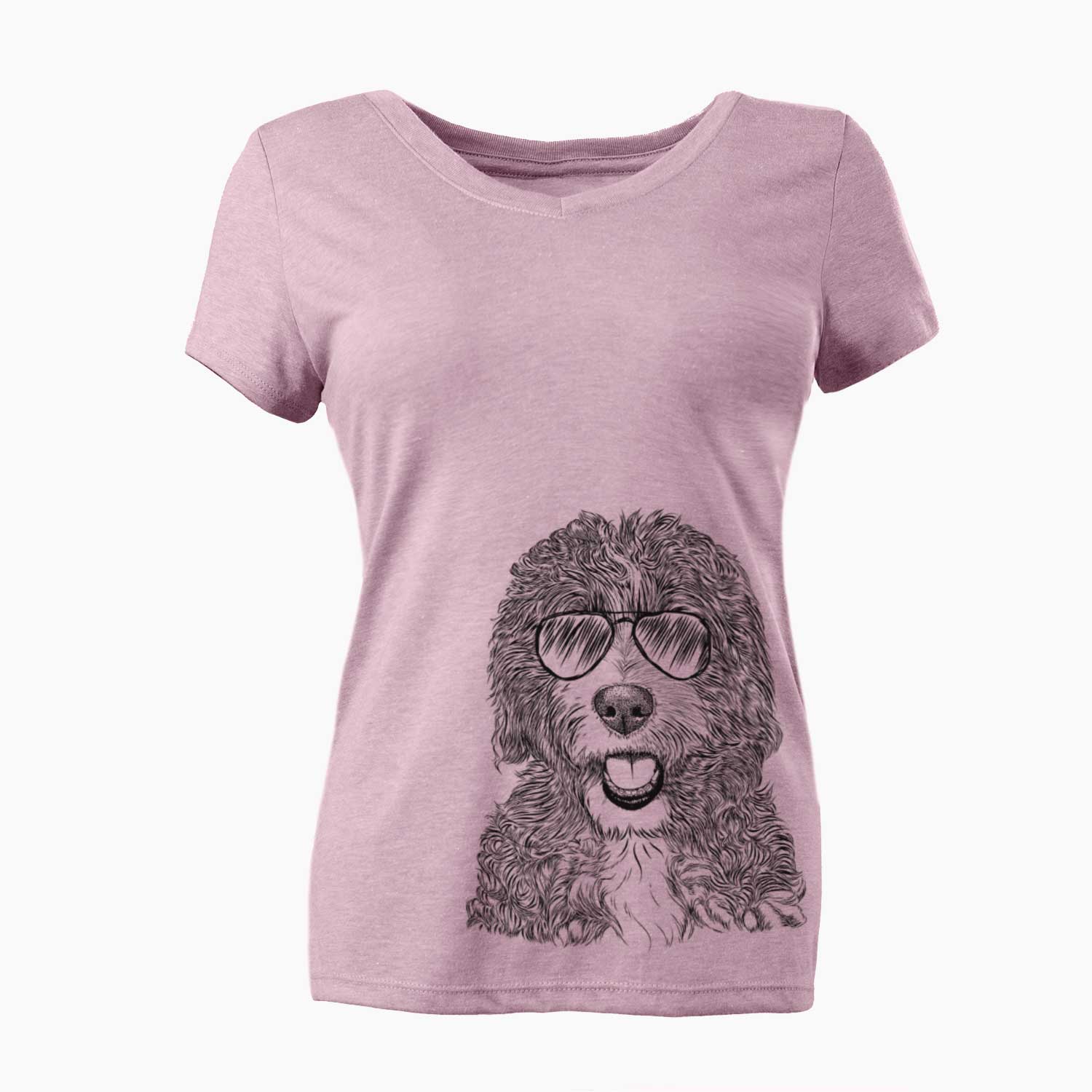 Aviator Bash the Bernedoodle - Women's V-neck Shirt