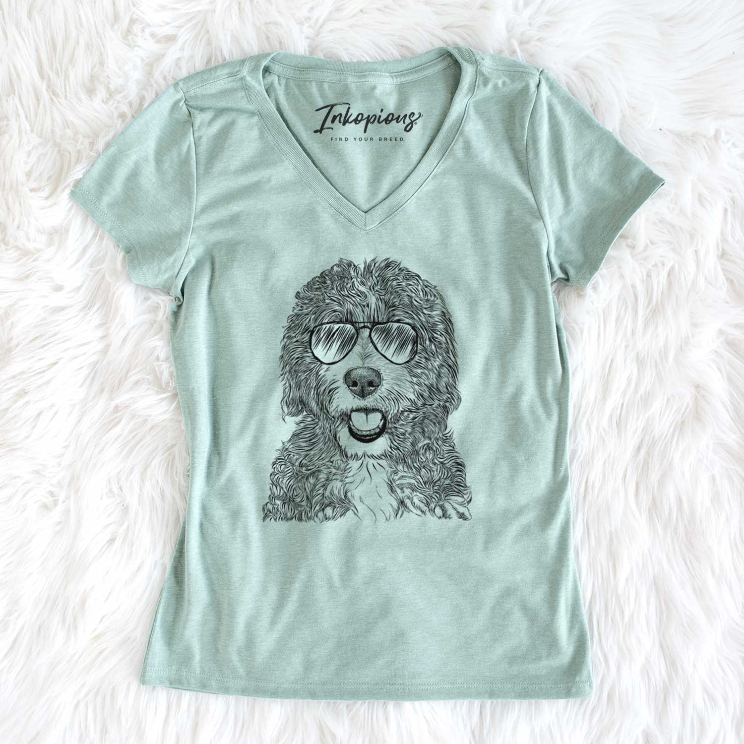 Aviator Bash the Bernedoodle - Women's V-neck Shirt