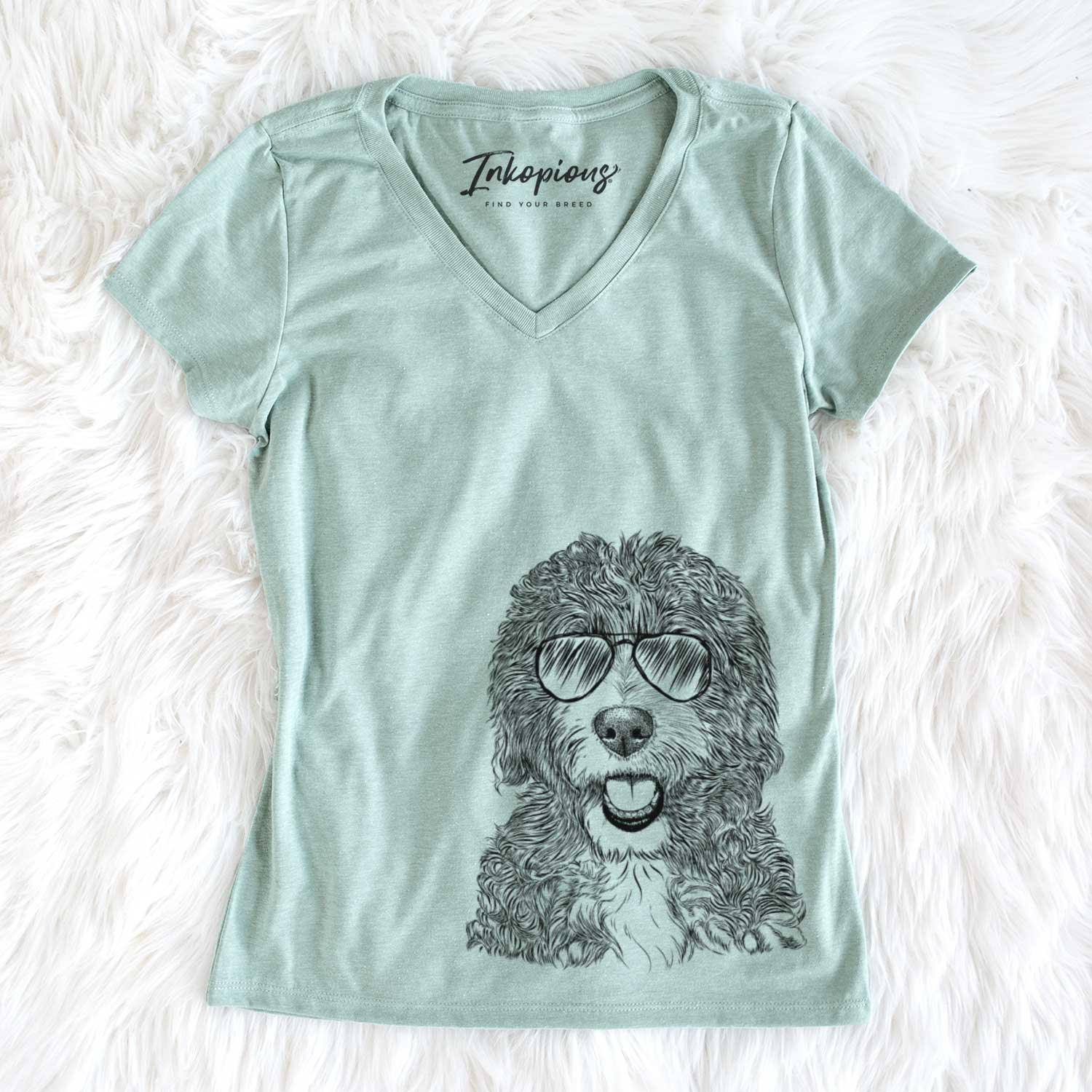 Aviator Bash the Bernedoodle - Women's V-neck Shirt