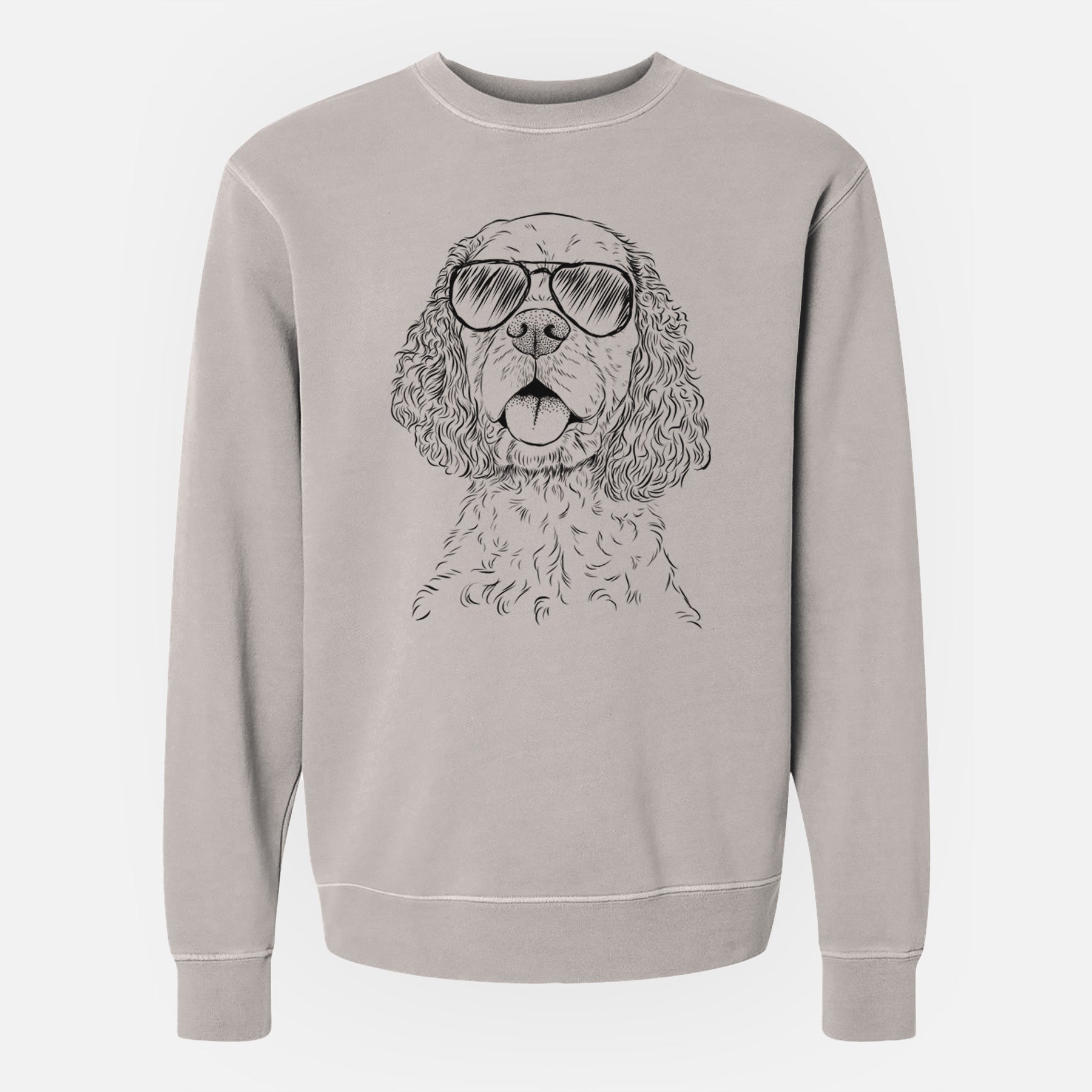 Aviator Baxter the American Cocker Spaniel - Unisex Pigment Dyed Crew Sweatshirt