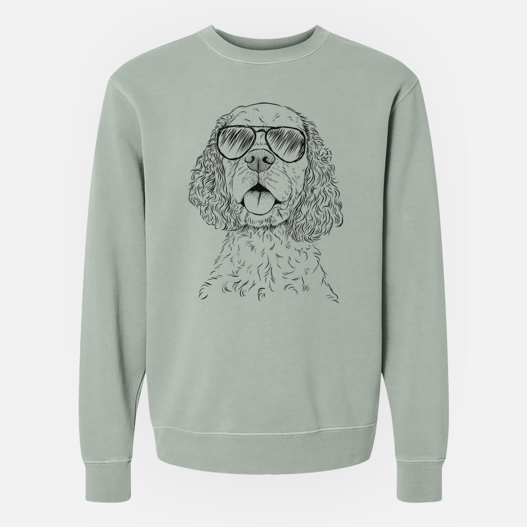 Aviator Baxter the American Cocker Spaniel - Unisex Pigment Dyed Crew Sweatshirt