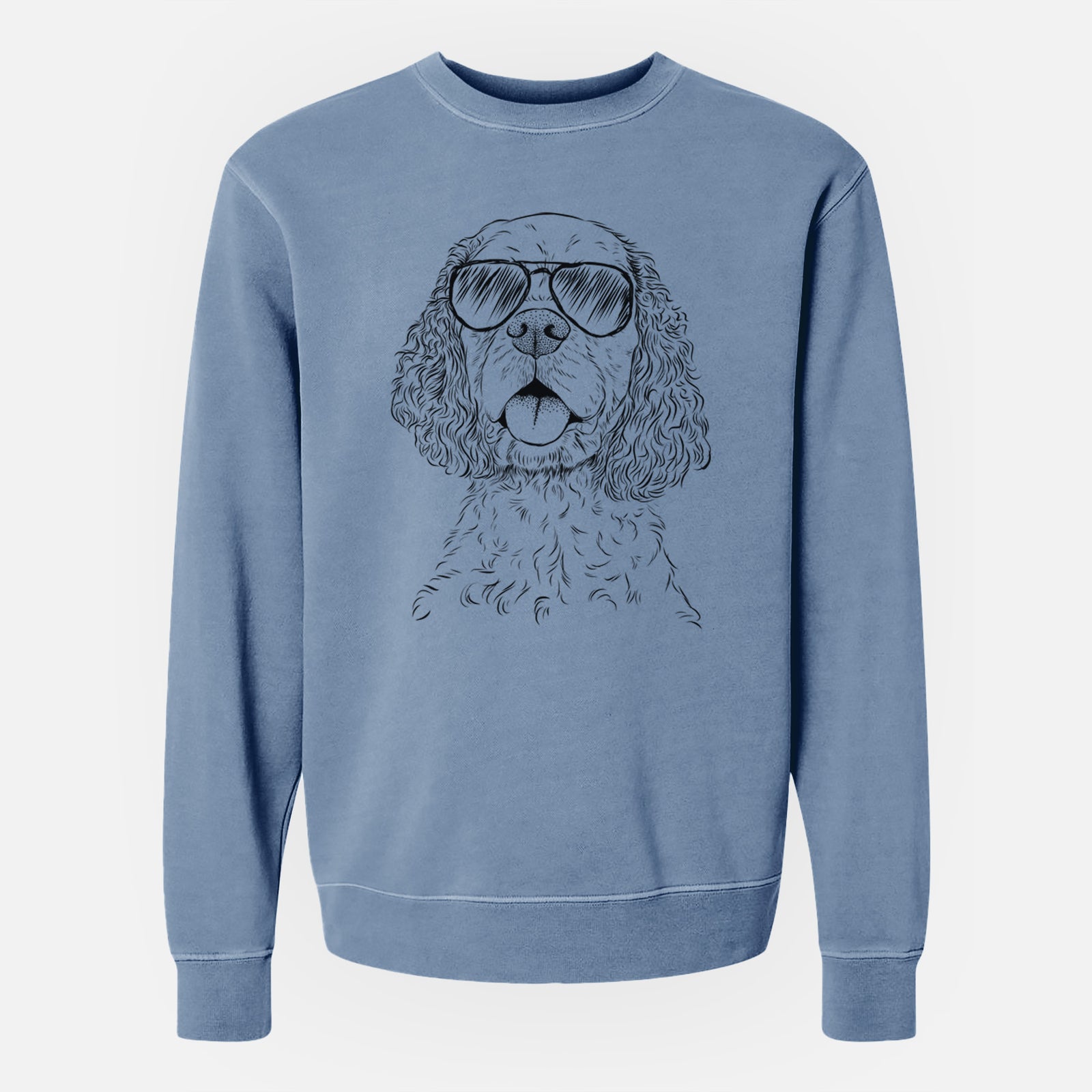 Aviator Baxter the American Cocker Spaniel - Unisex Pigment Dyed Crew Sweatshirt
