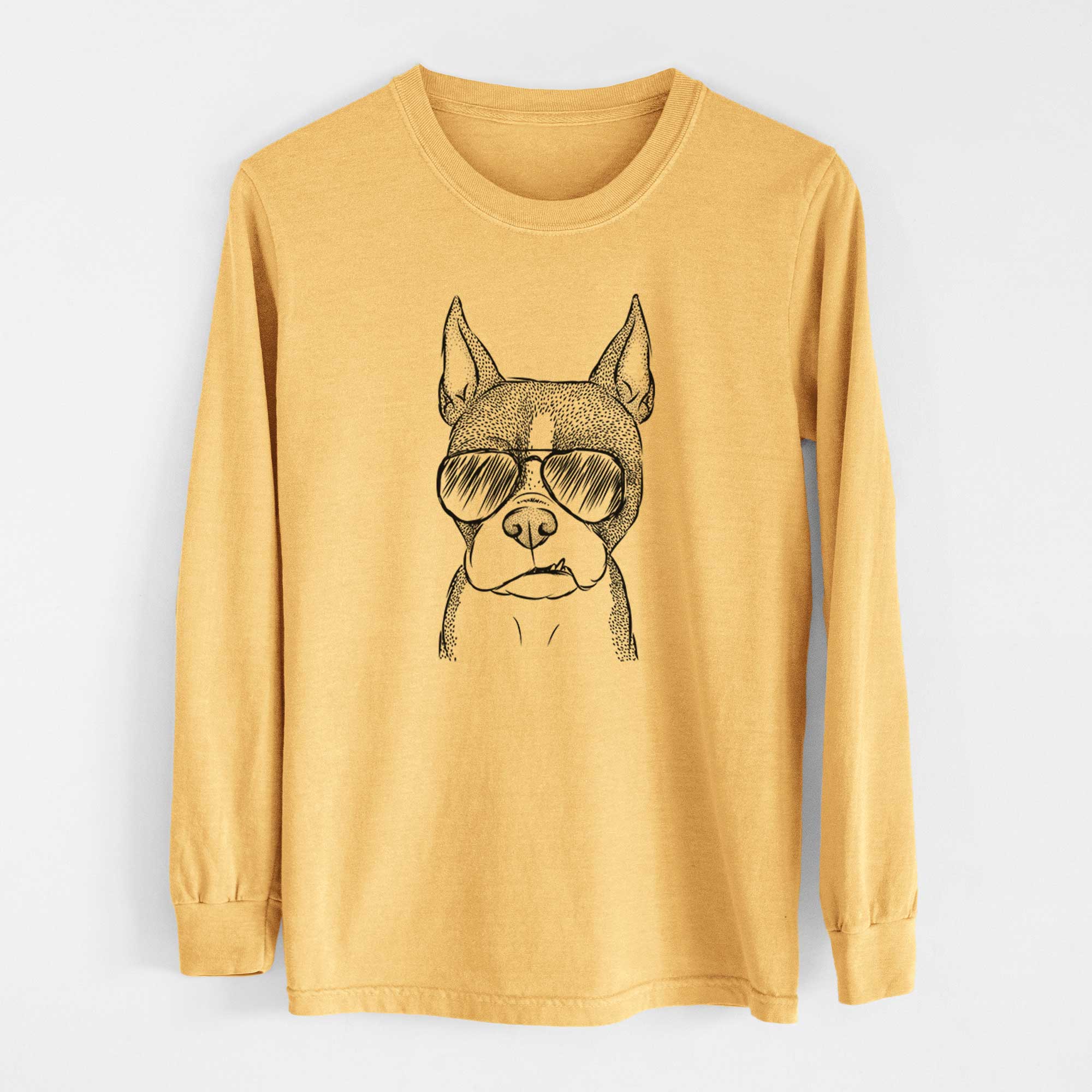 Aviators Bean the Boston Terrier - Heavyweight 100% Cotton Long Sleeve