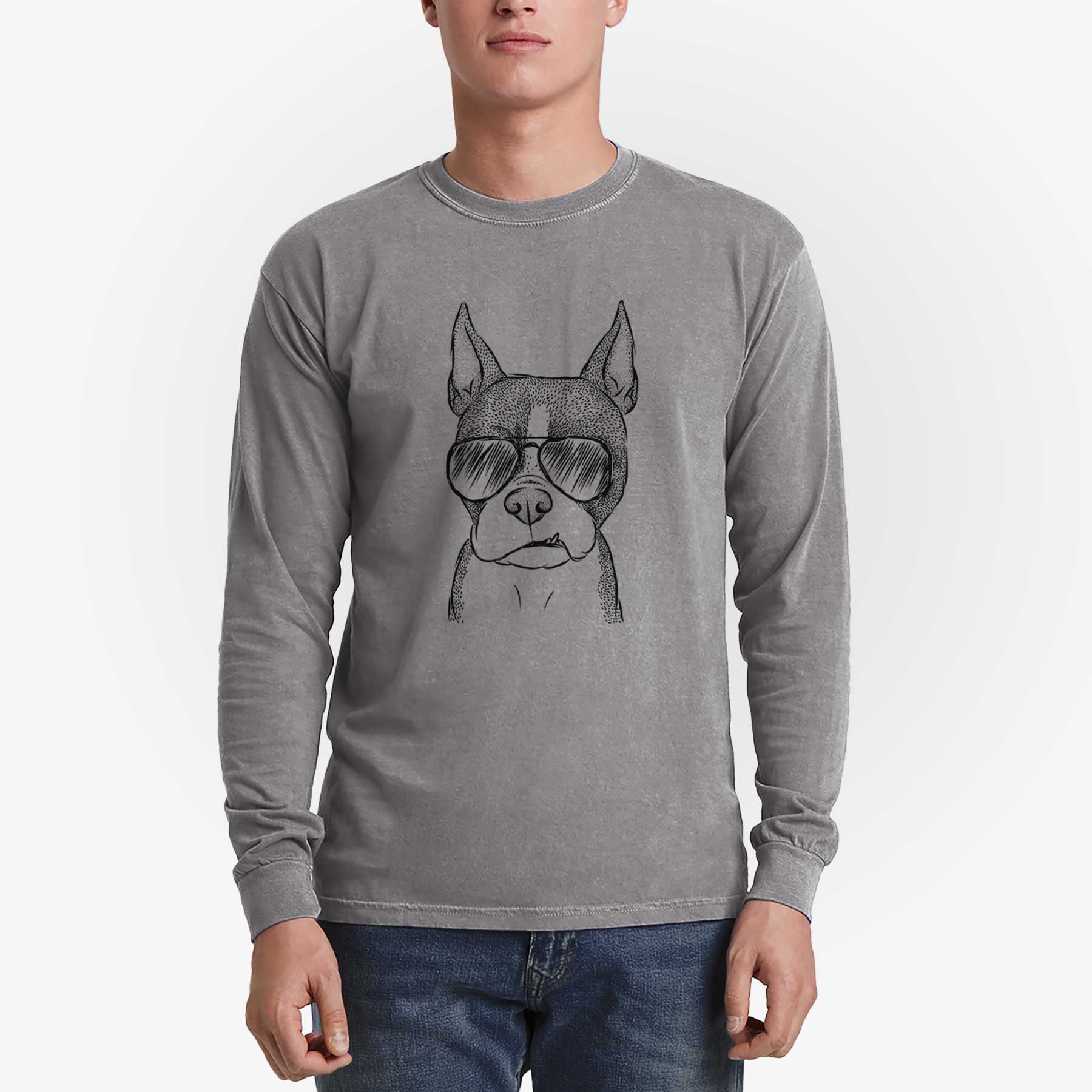 Aviators Bean the Boston Terrier - Heavyweight 100% Cotton Long Sleeve