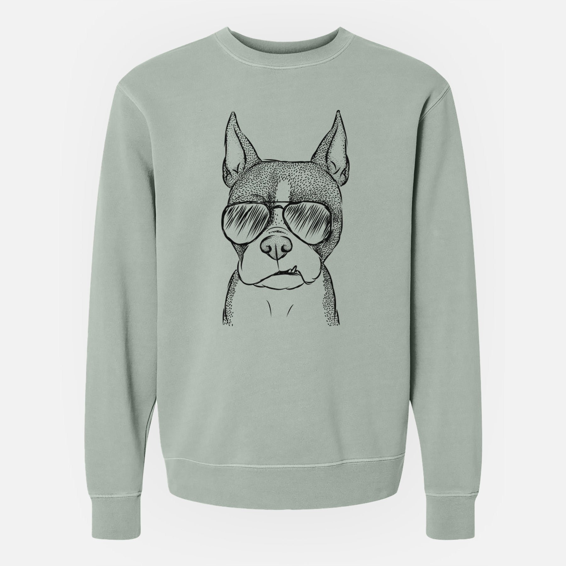 Aviator Bean the Boston Terrier - Unisex Pigment Dyed Crew Sweatshirt