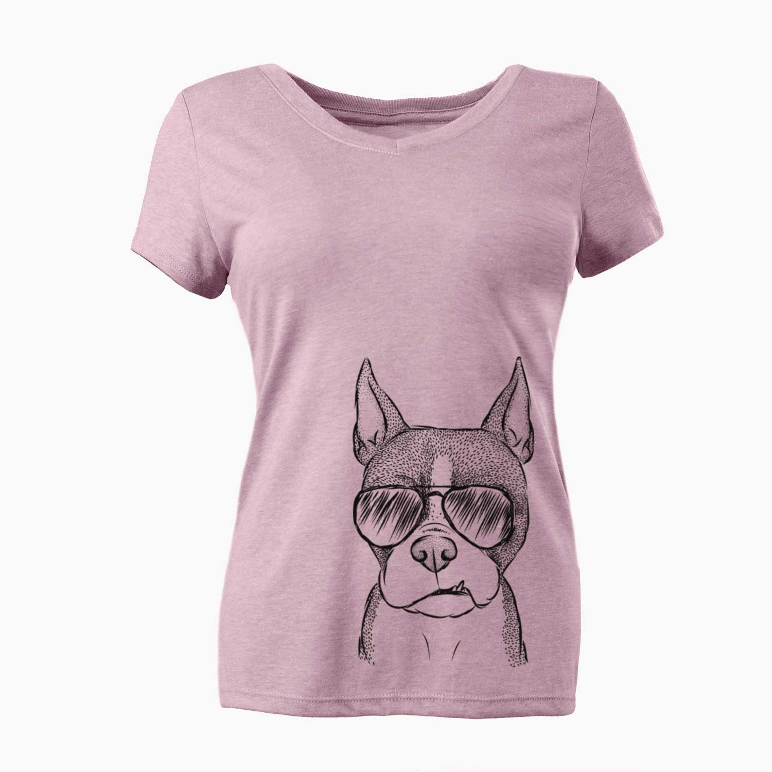Aviator Bean the Boston Terrier - Women's V-neck Shirt