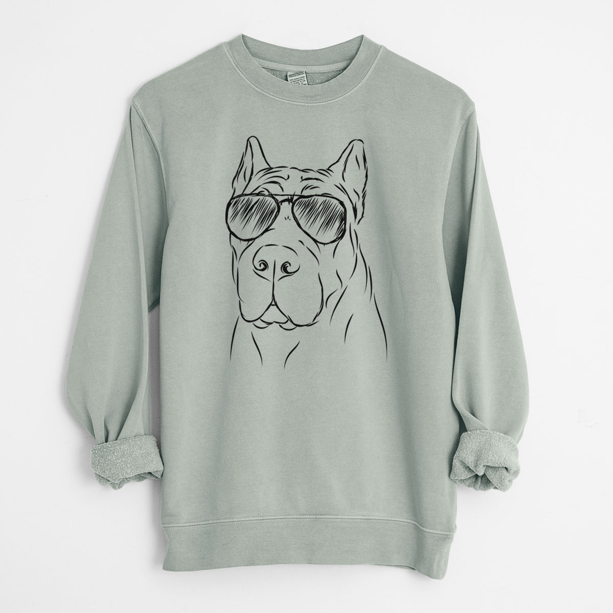 Aviator Bearson the Cane Corso - Unisex Pigment Dyed Crew Sweatshirt