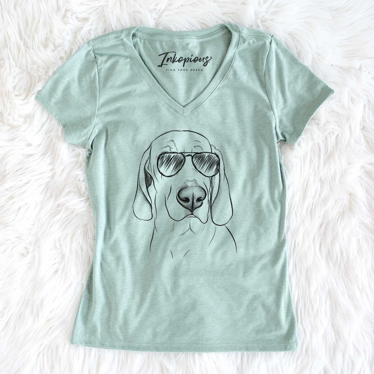 Aviator Beauregard the American Redbone Coonhound - Women's V-neck Shirt