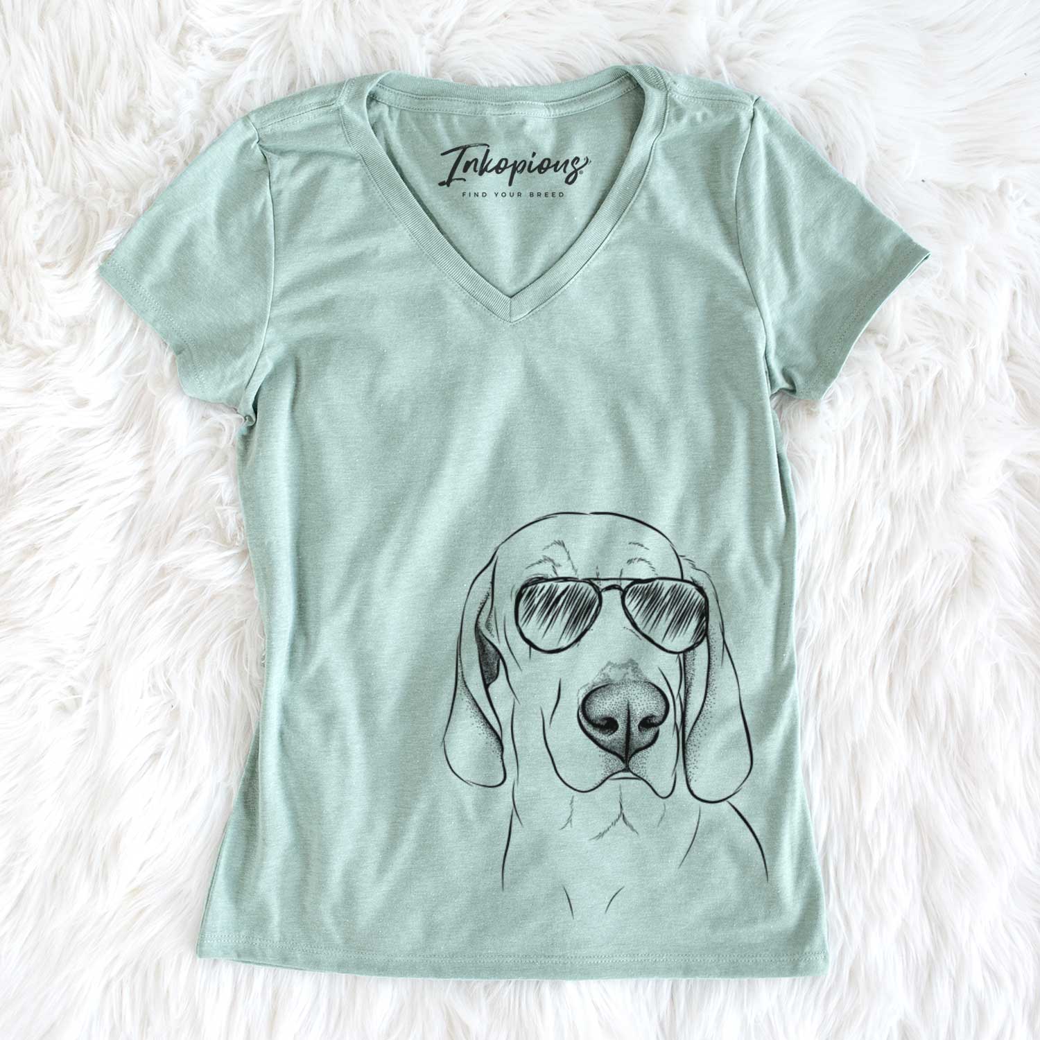 Aviator Beauregard the American Redbone Coonhound - Women's V-neck Shirt