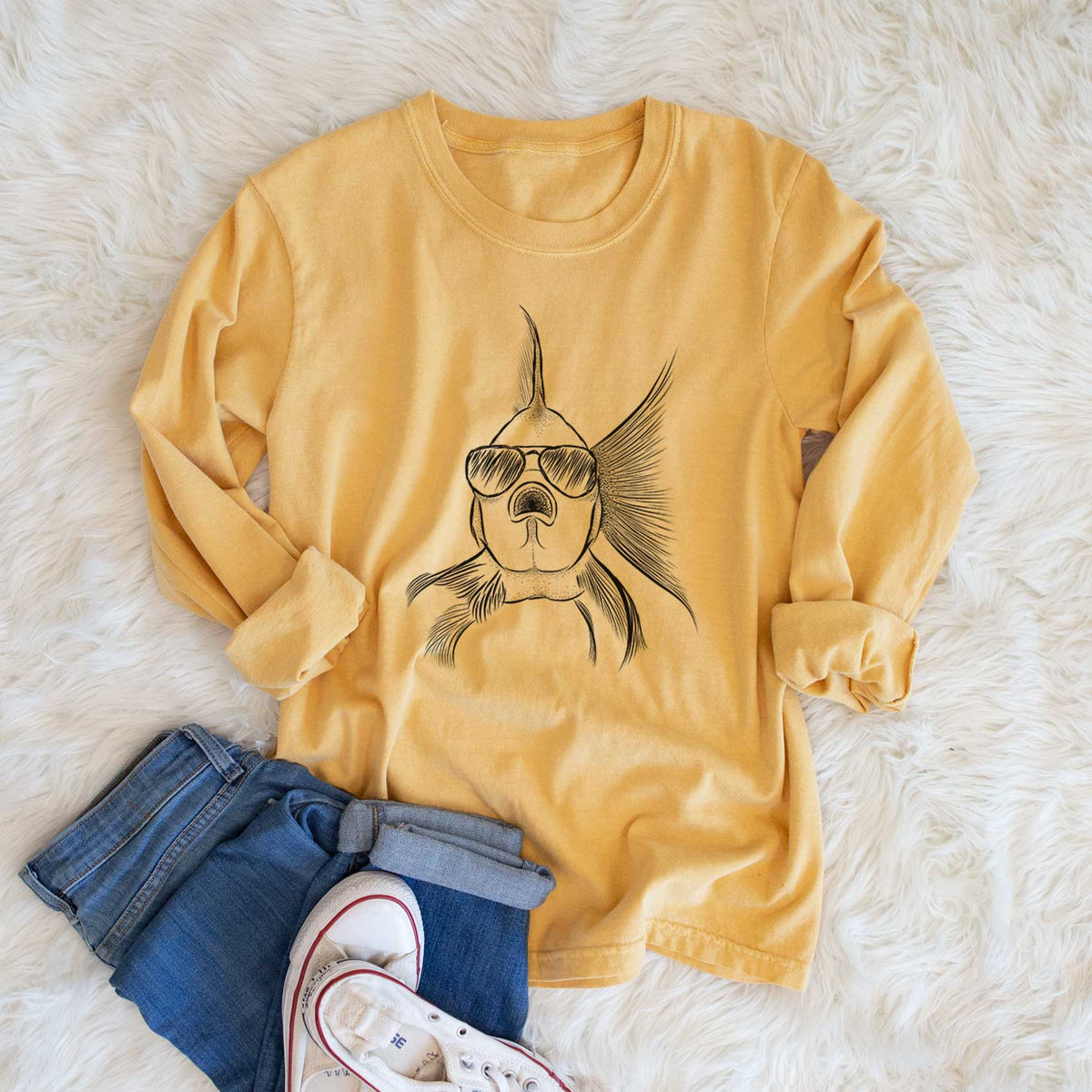 Aviators Beefcake the Goldfish - Heavyweight 100% Cotton Long Sleeve