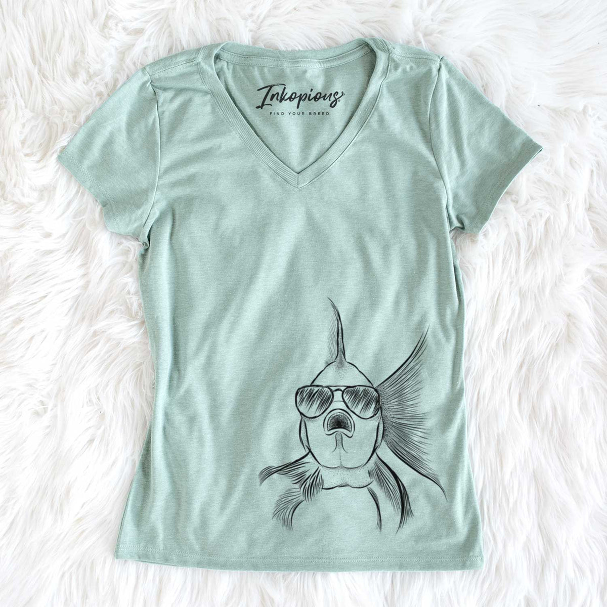 Aviator Beefcake the Goldfish - Women's V-neck Shirt