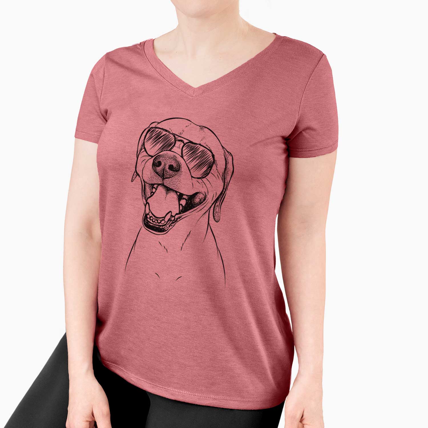 Aviator Beemer the Boxer Pitbull Terrier Mix - Women's V-neck Shirt