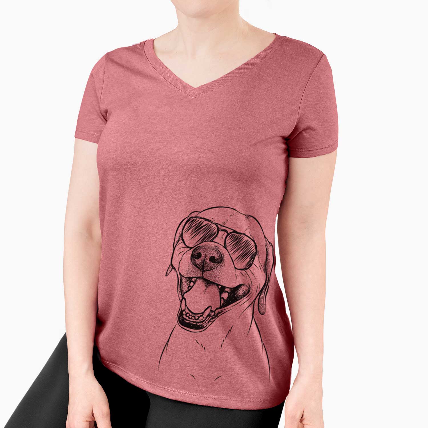 Aviator Beemer the Boxer Pitbull Terrier Mix - Women's V-neck Shirt