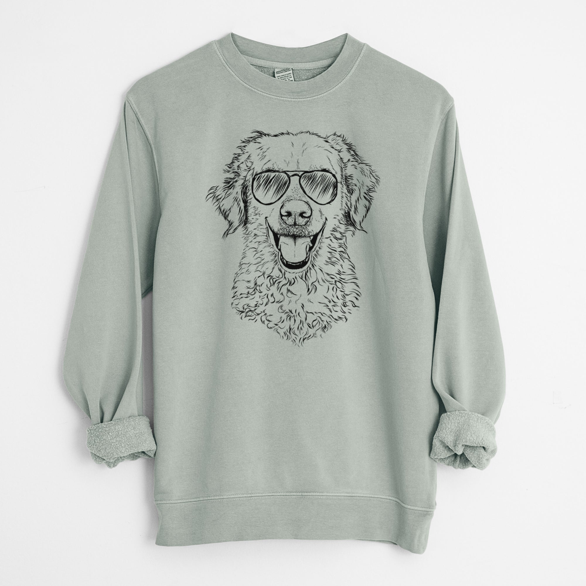 Aviator Bella Bean the Goldendoodle - Unisex Pigment Dyed Crew Sweatshirt