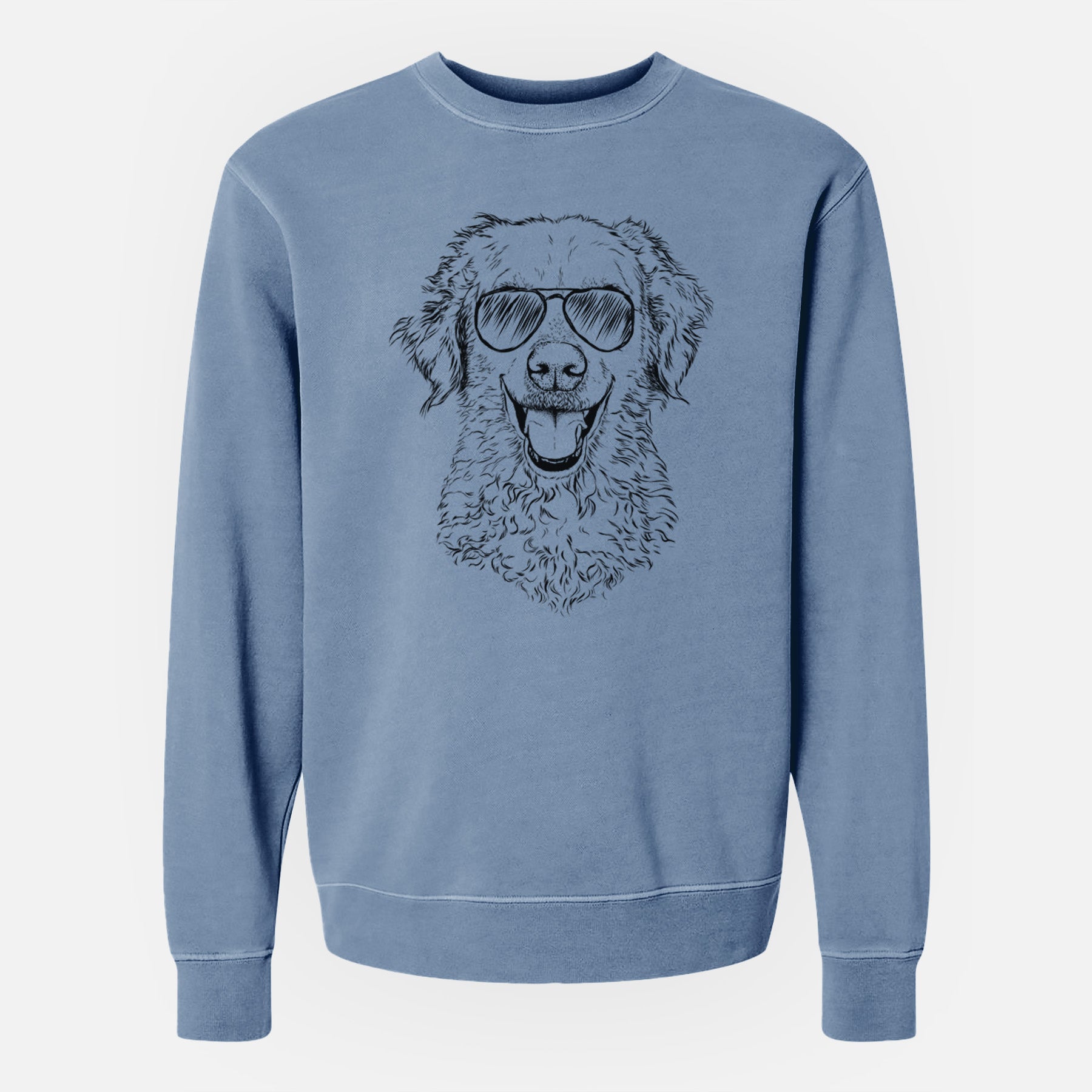 Aviator Bella Bean the Goldendoodle - Unisex Pigment Dyed Crew Sweatshirt