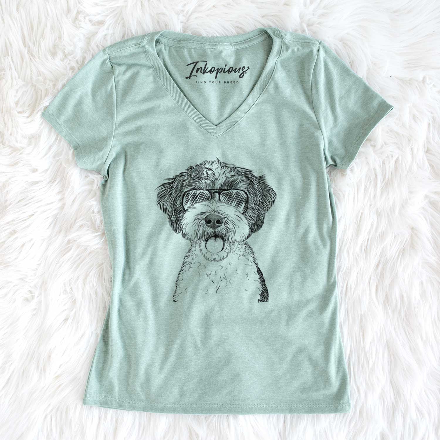 Aviator Bella the Cockapoo - Women's V-neck Shirt