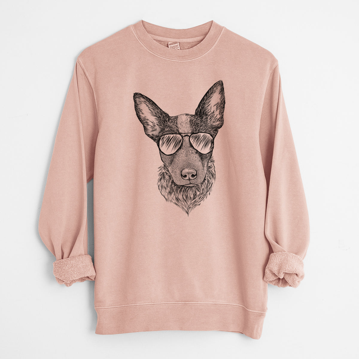 Aviator Bella the Blue Heeler Puppy - Unisex Pigment Dyed Crew Sweatshirt