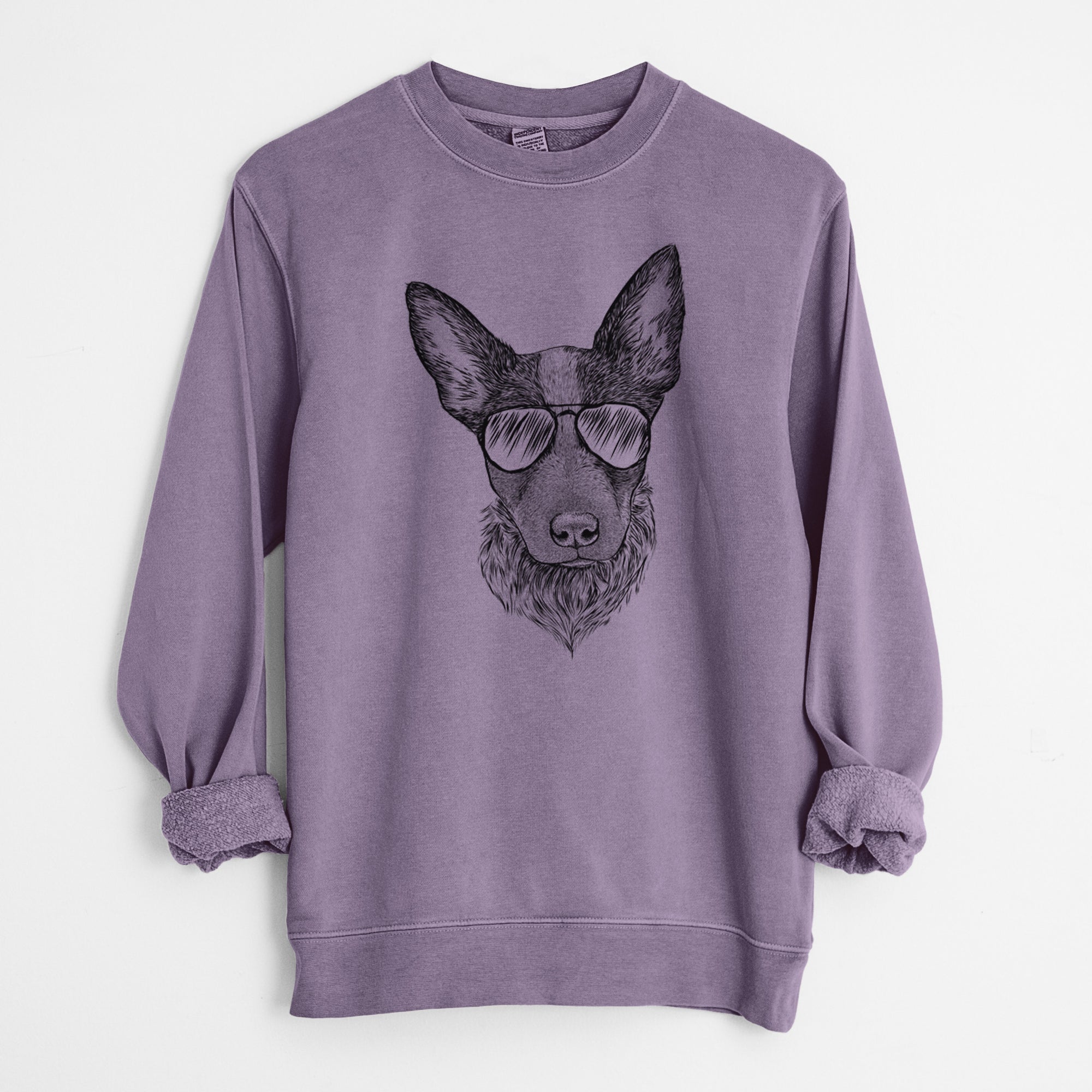 Aviator Bella the Blue Heeler Puppy - Unisex Pigment Dyed Crew Sweatshirt