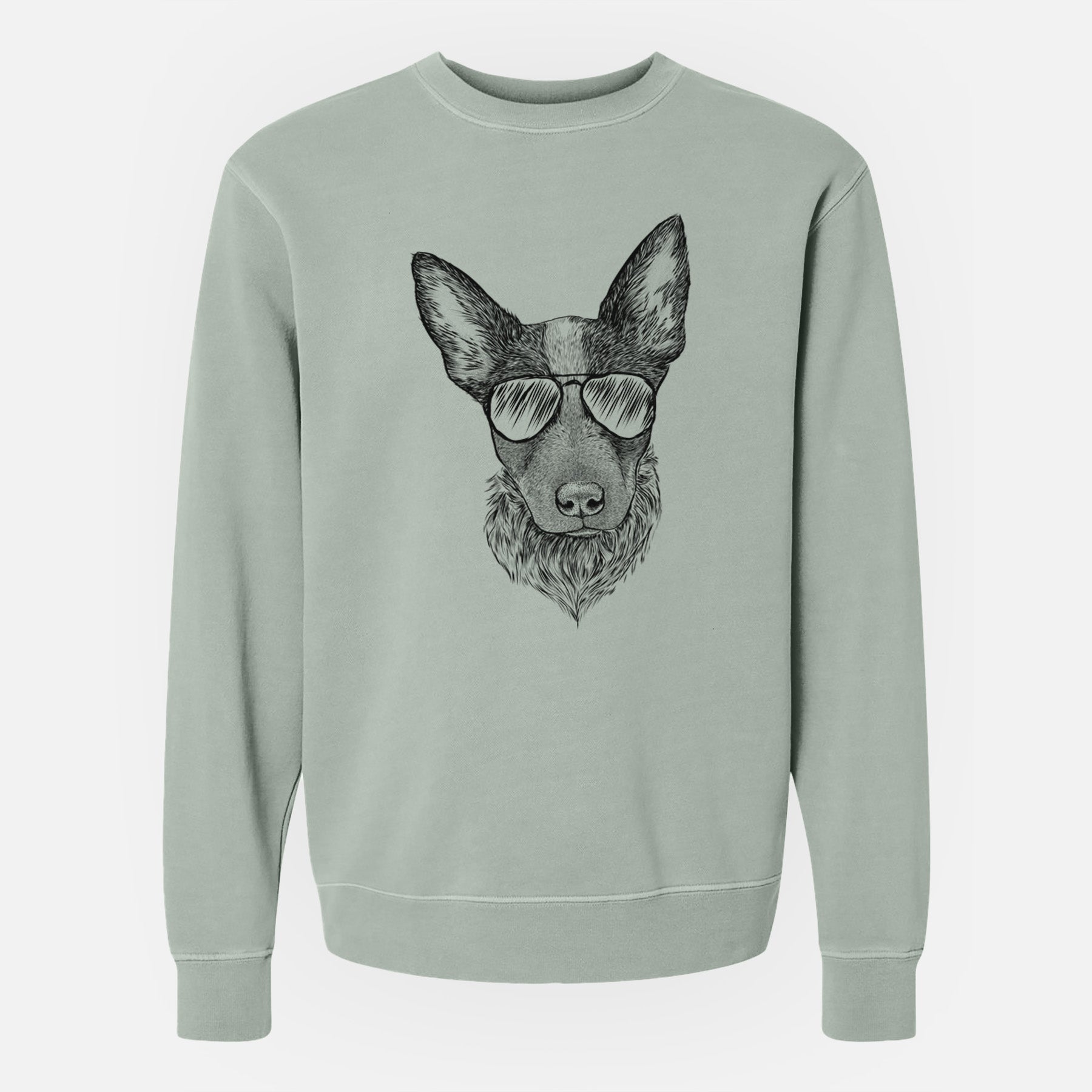 Aviator Bella the Blue Heeler Puppy - Unisex Pigment Dyed Crew Sweatshirt