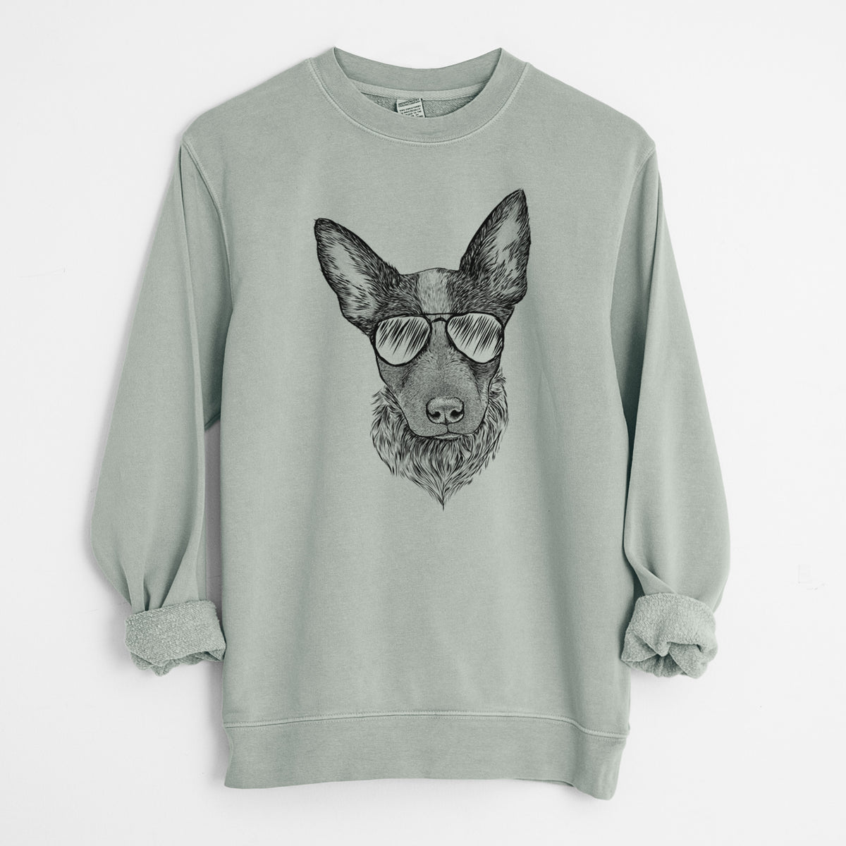 Aviator Bella the Blue Heeler Puppy - Unisex Pigment Dyed Crew Sweatshirt