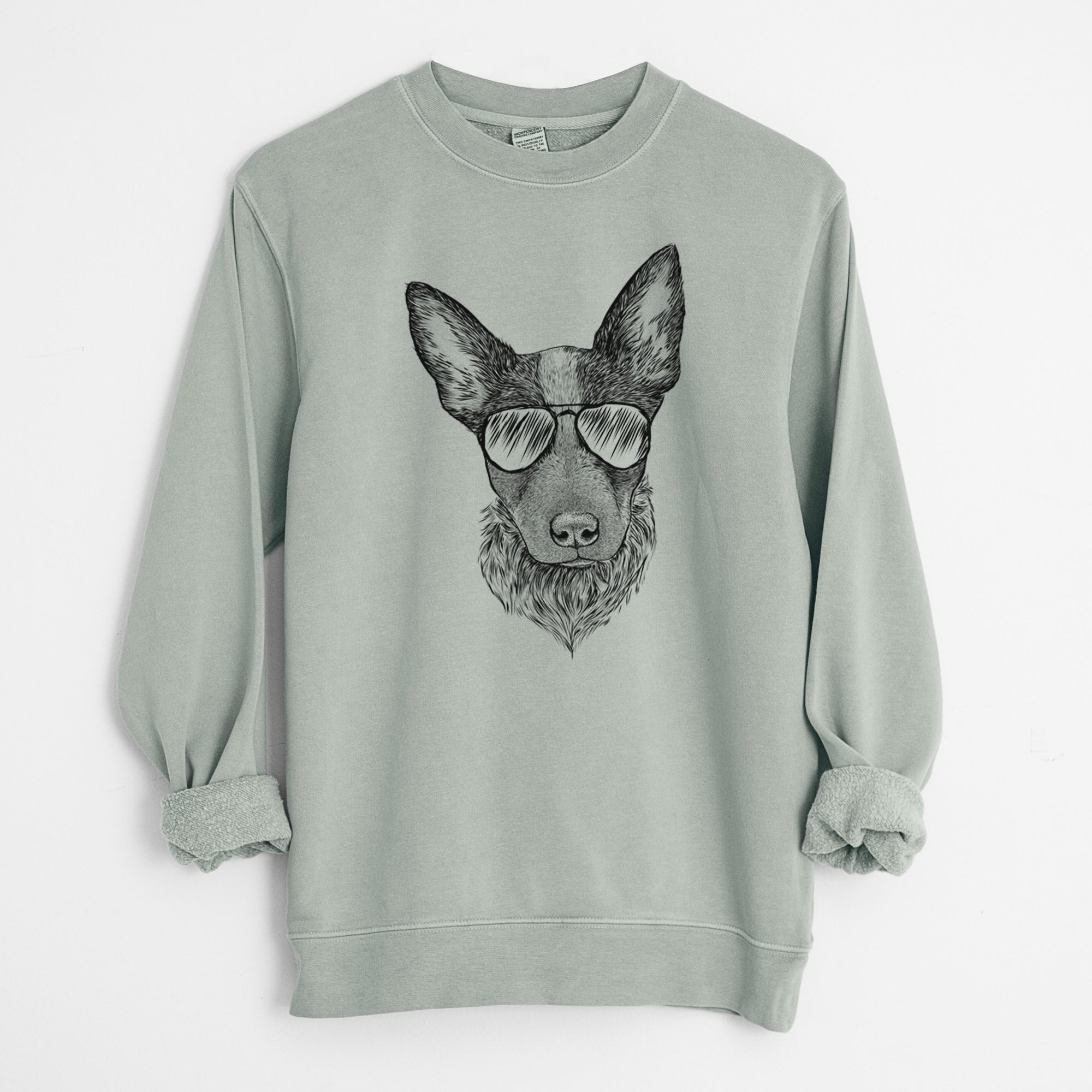 Aviator Bella the Blue Heeler Puppy - Unisex Pigment Dyed Crew Sweatshirt